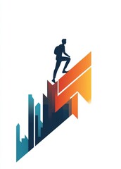 an upward arrow with a person climbing