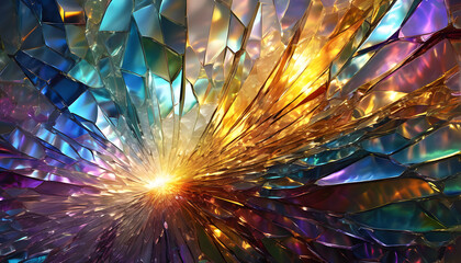 Fototapeta premium Colorful abstract fractal pattern with glowing light burst