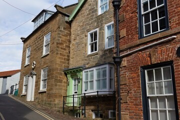 Fototapeta premium old houses in the old town in Robin Hood’s Bay - North Yorkshire - Great Britain