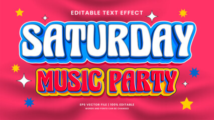 Saturday music party 90s editable text effect