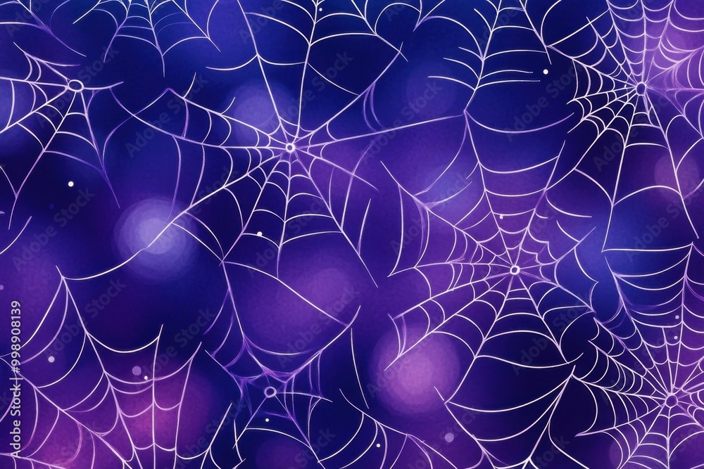 Canvas Prints purple background with spider webs, halloween pattern illustration of cobwebs on dark blue wallpaper