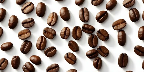 Obraz premium Coffee beans isolated on white. AI generated