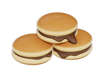 Chocolate Dorayaki, Japanese Double Pancake with Choco Paste Inside. 3D render