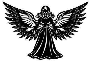 Obraz premium Christmas angel ornament vector line art, clipart illustration with isolated on white background