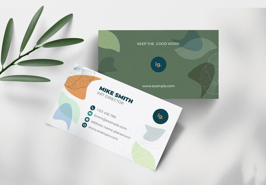 Modern Business Card With Water Color Effects