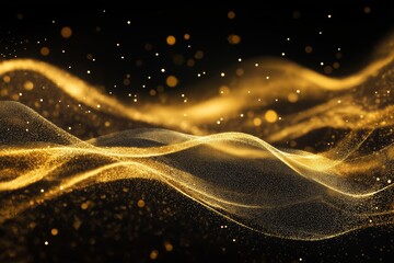 Elegant sparkling gold waves on black  premium design for wallpaper, posters, and banners