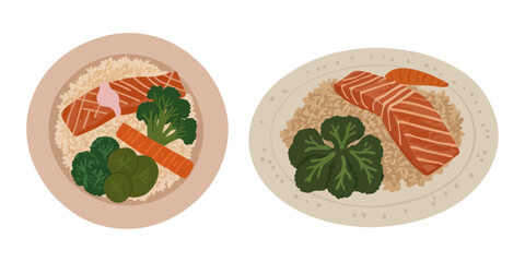 Grilled Salmon with Brown Rice and Veggies