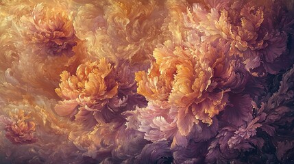   A close-up of a bouquet of flowers against a white and yellow backdrop, with a blue sky visible behind