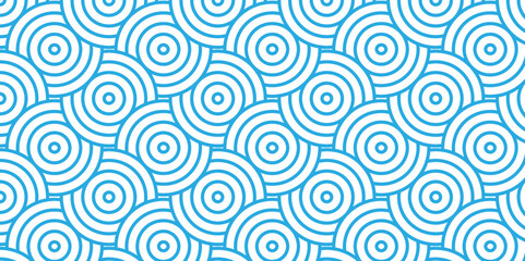 Obraz premium Vector blue Modern overlap stylish texture. Repeating geometric tiles. Abstract seamless blue pattern with circles fabric curl overlapping fabric simple geometric overlapping texture.
