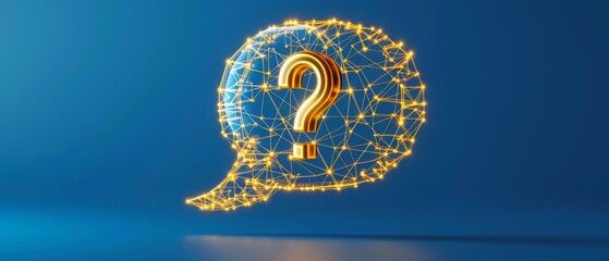 Obraz premium Chat message bubble with question mark icon in low poly design, Customer Support, Smart Chatbots and Virtual Assistance, Online Query and Response Systems and Instant Messaging for Problem Solving.