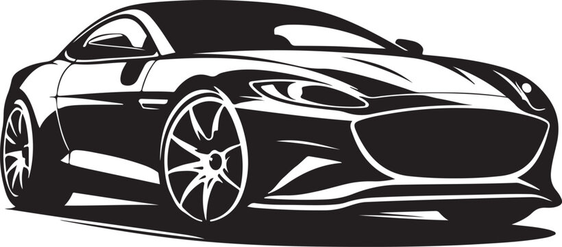 black sports car silhouette, side view clip art preview