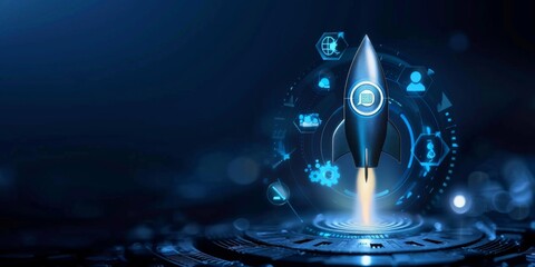 The start-up rocket represents innovation and investment opportunities.