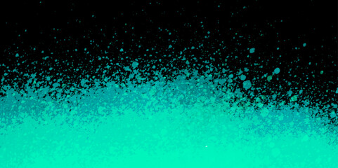 Abstract teal color powder explosion and dust particle splash isolated on black background. Grunge wash and bloom design on dark background. Aqua Spray color smoke on black background.