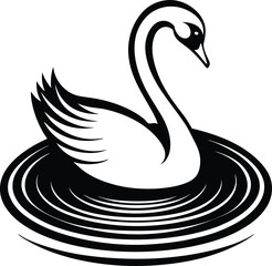 Serene Swan Crafting Soft Ripples in Reflection
