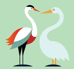 crane and bird