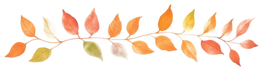 Fototapeta premium PNG Autumn leaves as divider watercolor graphics pattern blossom.