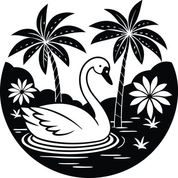 recommend clip art: Soothing Swan Caught in a Frame of Golden Autumn Leaves and Branches
                    