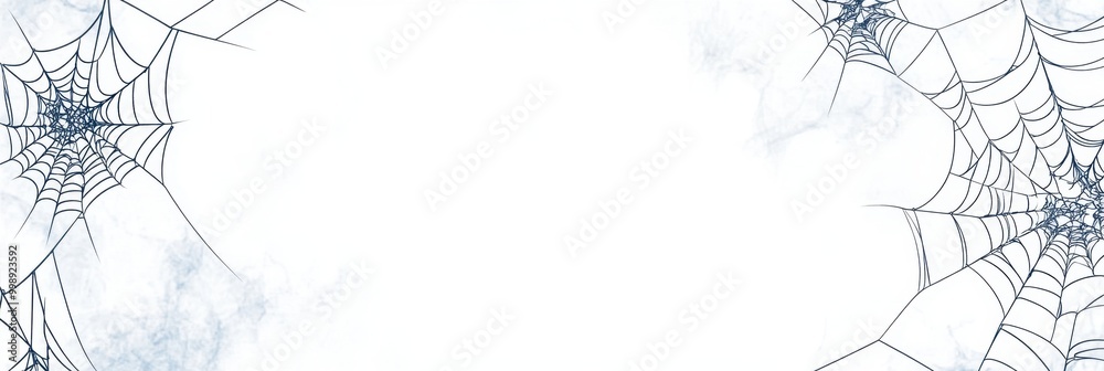 Canvas Prints spider webs hanging in the corners of a banner simple line art, white background generative ai