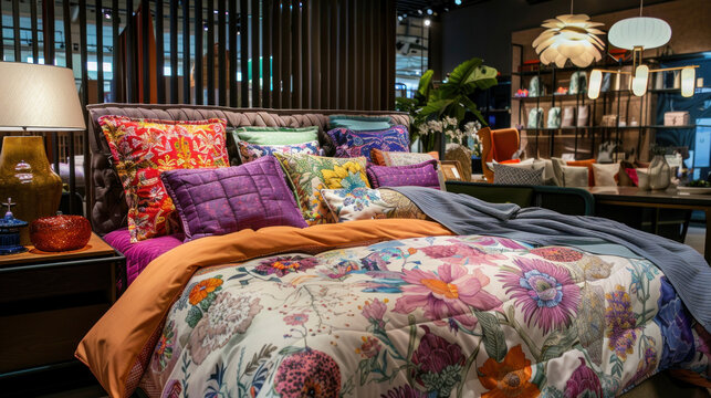 A discussion on the role of exhibitions in launching new bedding set collections and influencing industry trends.