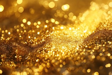 Sparkling golden abstract texture filled with glowing dots and rich brilliance, perfect for backgrounds.