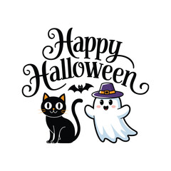 Happy Halloween typography vector design with white background