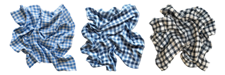 Checkered cloth in lighter shade isolated on transparent background