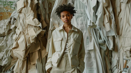 A fashion brand adopting circular economy practices, focusing on sustainable materials, recycling, and ethical production.