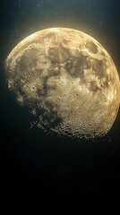 Naklejka premium A close-up of a huge moon in the night sky surrounded by numerous stars