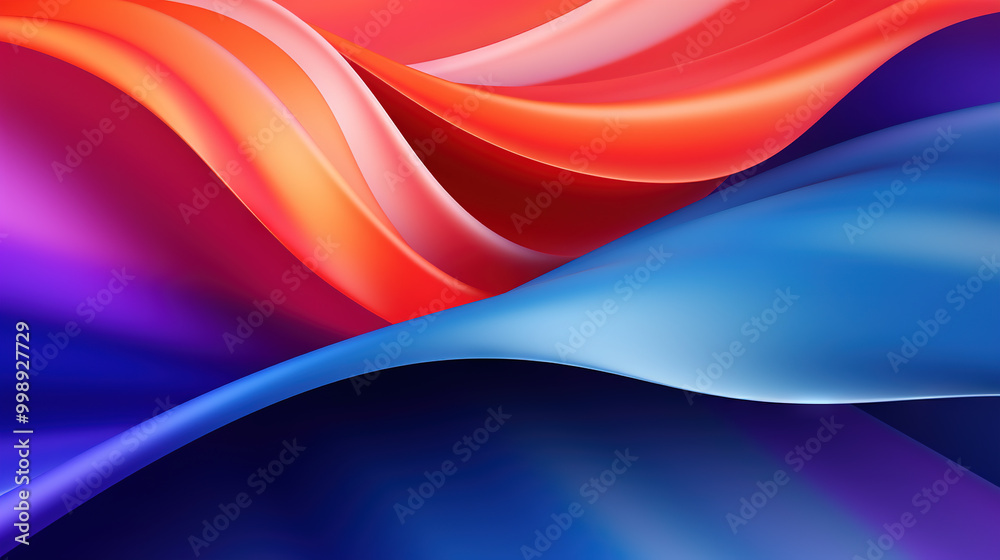 Poster vibrant abstract blue and purple waveform with fluid motion and colorful gradients