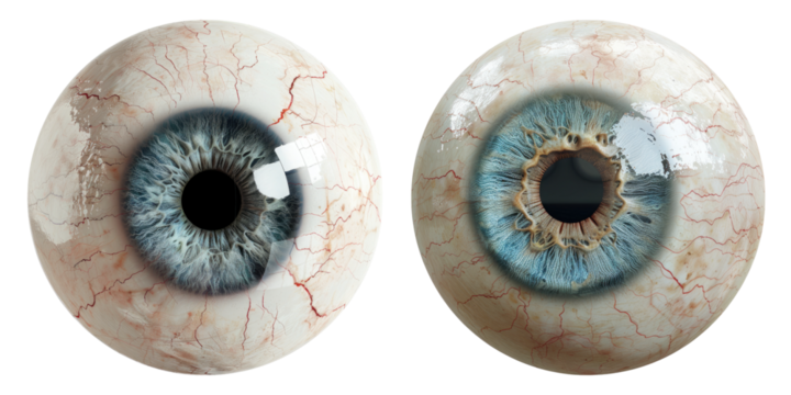 Blue human eye isolated on transparent background