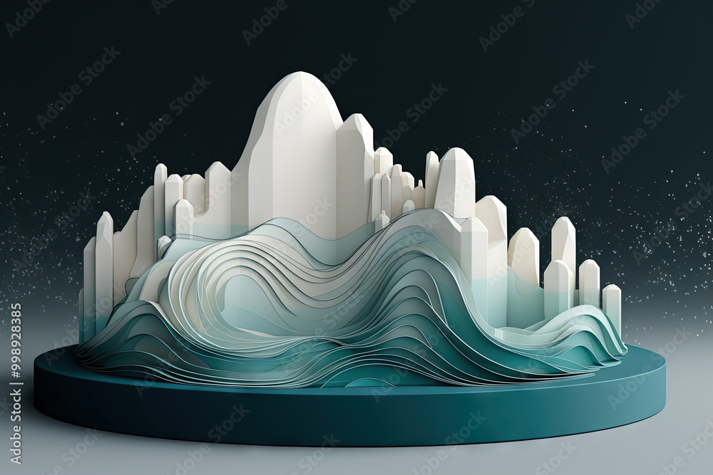 Poster abstract business graph in mountain style. data bars concept element for business.