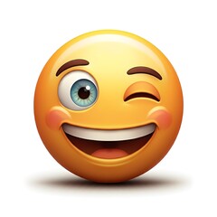 Fototapeta premium a happy laughing emoji on a white background
