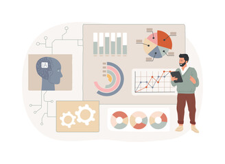Interactive Data Visualization by AI abstract concept vector illustration.