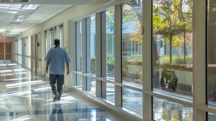 A hospital adopting circular economy practices, focusing on sustainable medical equipment, waste reduction, and resource reuse.