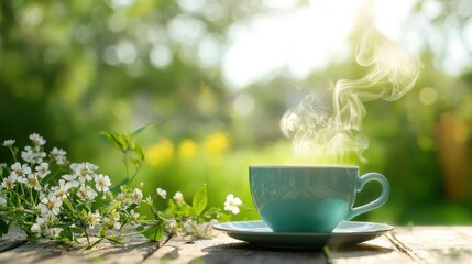 Morning Tea Cup in Outdoor Garden