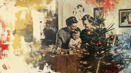 A Family's Christmas Celebration Captured in a Vintage Photo