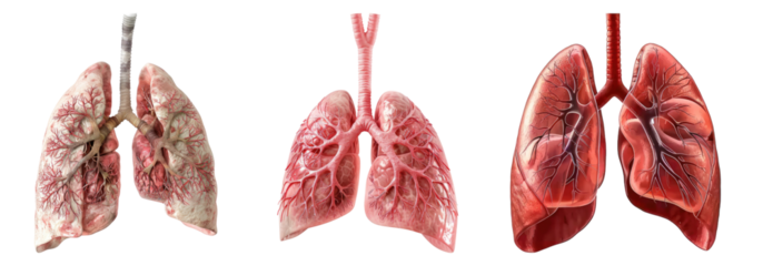 Human lungs diagram isolated on transparent background