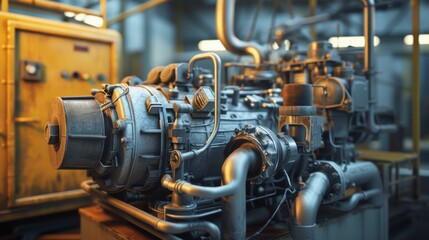 Close-up of Industrial Engine: A Glimpse into Manufacturing