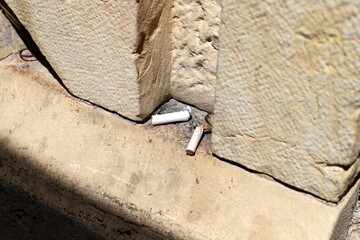 Ashtray for cigarettes and ash when smoking.