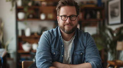 Fototapeta premium A startup founder using personal branding to drive business success, focusing on storytelling and industry leadership.
