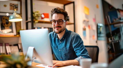 Fototapeta premium A startup leveraging data analytics to develop a personalized branding strategy, enhancing customer experience.