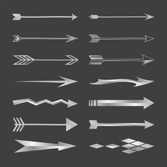 Silver arrow icon set collection vector illustration