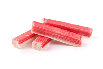 Delicious, fresh crab sticks, crabmeat, isolated on white background. © GSDesign