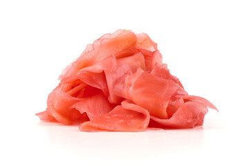 Pickled sushi ginger, isolated on white background. High resolution image.