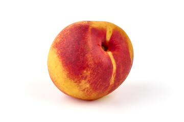 Fresh peaches, isolated on white background.