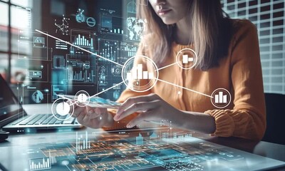 Woman Working with Technology and Data