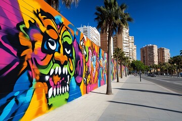 Street art in Malagaâ€™s Soho district, where colorful murals and graffiti cover walls, showcasing the city's vibrant and creative urban culture