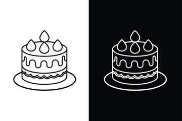 Cake birthday icon vector design silhouette logo icon on white background.