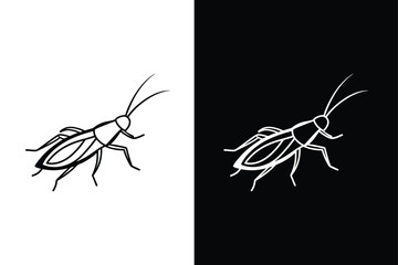 Cricket Insects And Bugs Black lineout Icons on white background.