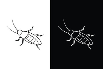 Cricket Insects And Bugs Black lineout Icons on white background.